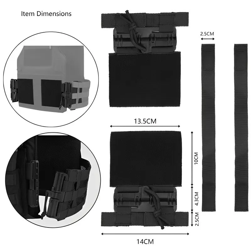 Juego de 2 hebillas de liberación rápida de nailon MOLLE táctico, correas de faja de cinturón lateral Molle de ajuste rápido para chaleco de caza JPC CPC NCP XPC 420 - imagen 2