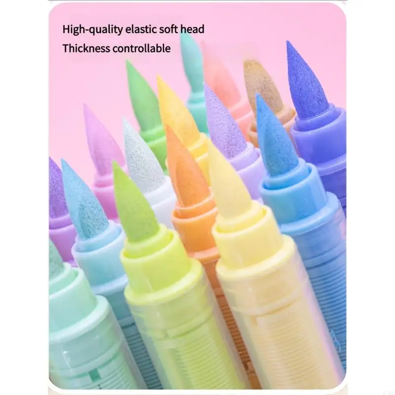 12 color Líquido pintura acrílica Marcador pintura acrílico Pincel Pincel para hacer dibujo para hacer álbumes recortes - imagen 4