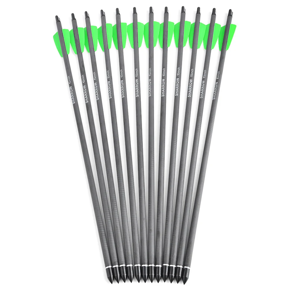 6/12 Uds. Pernos de ballesta de 7,5/15 pulgadas flechas de carbono mezcladas columna vertebral 400 eje de flecha ID 7,6mm arco tiro al aire libre objetivo de caza - imagen 5