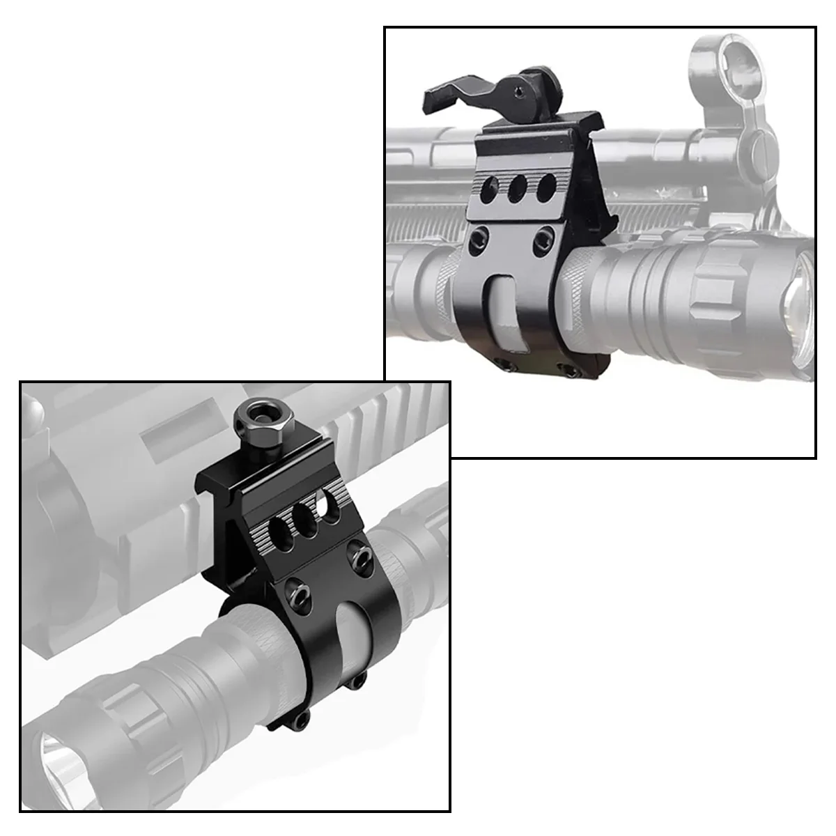 Soporte táctico para linterna de liberación rápida, 25mm, 20mm, riel Picatinny Weaver, soporte para linterna, accesorio de montaje para mira de 45 grados - imagen 2