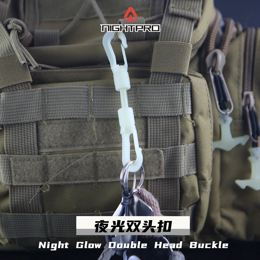 Hebilla de doble cabeza luminosa para exteriores, táctica de montañismo, Camping, mochila colgante - imagen 2