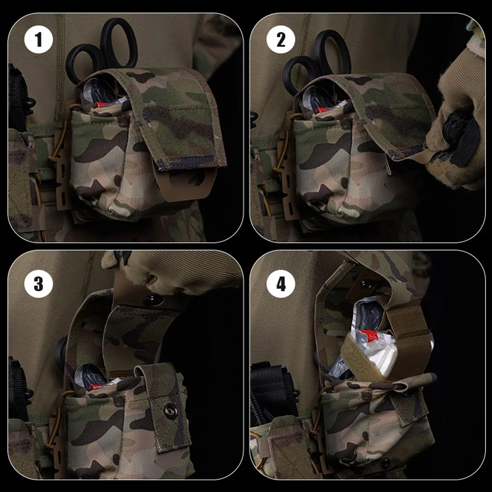 MOLLE-Kit médico táctico portátil de pequeña capacidad para caza al aire libre, riñonera de primeros auxilios IFAK, bolsa de herramientas de supervivencia de liberación rápida - imagen 5