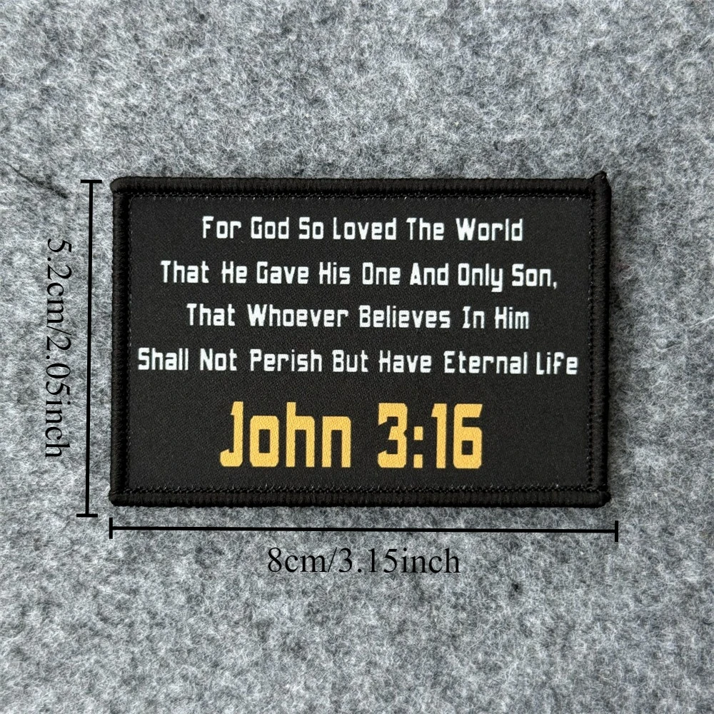Parche militar táctico del ejército moral, "John 3:16", material impreso War Bad, adecuado para chalecos, chaquetas, mochilas, etc. - imagen 2