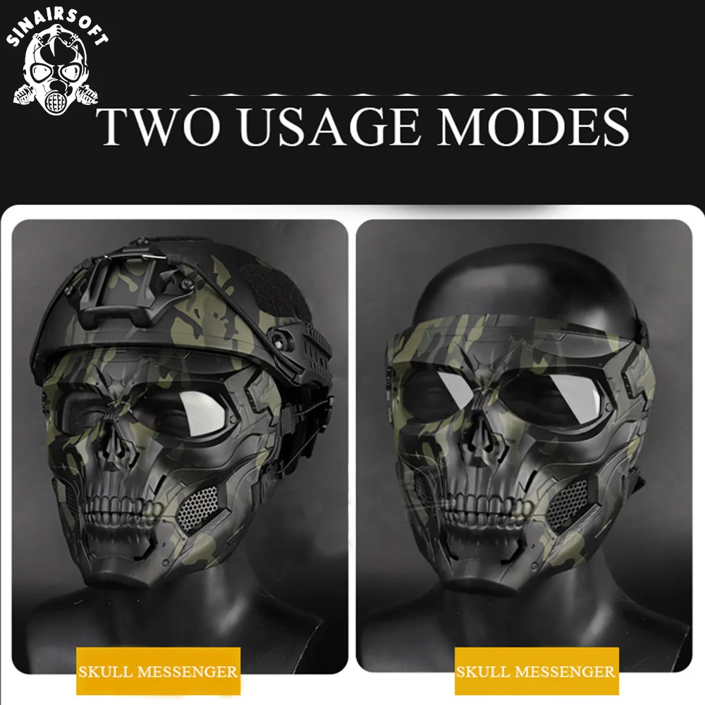 SINAIRSOFT-mascarilla táctica de Calavera, máscara militar de cara completa para Airsoft, accesorio para tiro, caza, ciclismo y Paintball - imagen 5