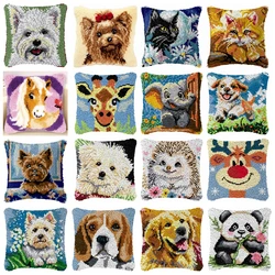 Kit de gancho de pestillo de la serie con patrones de animales, paquete de almohada con nudo de flores de Datura, Kits de gancho de pestillo bordado, funda de almohada de cojín Vintage