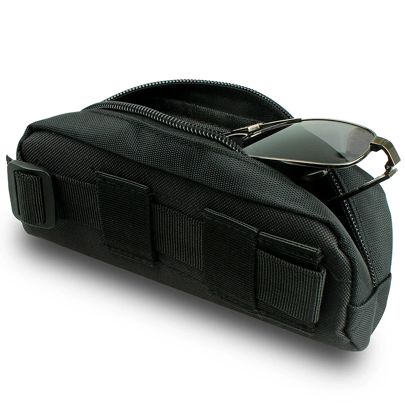Estuche táctico de nailon para gafas de sol al aire libre, bolsa portátil con cremallera Molle EDC, caja de gafas para acampar, bolsa colgante militar de cintura para caza - imagen 5