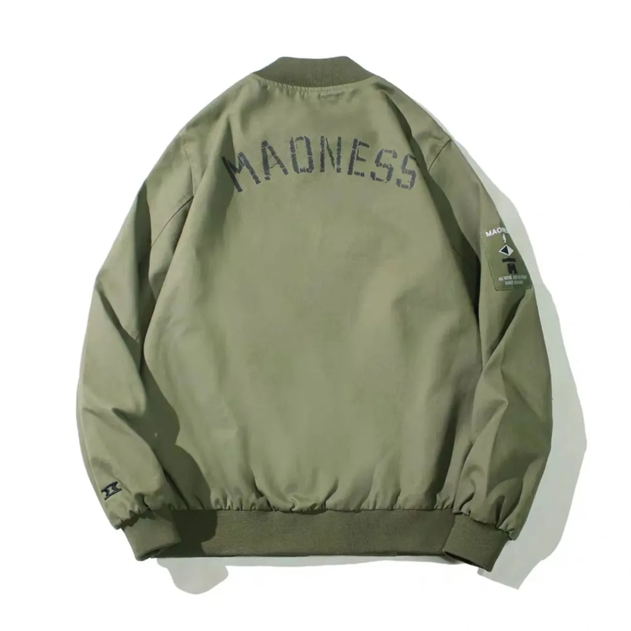 Chaqueta de la Fuerza Aérea para hombre, cortavientos informal sólido con estampado de letras, abrigo superior de béisbol suelto, chaquetas Bomber de tendencia de moda, primavera y otoño - imagen 2