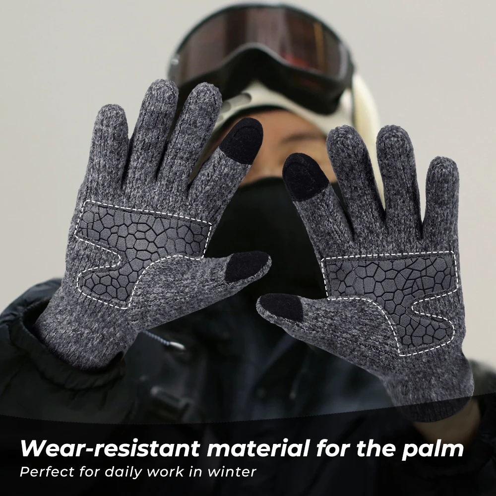 Guantes cálidos de invierno para pantalla táctil, esquí, Snowboard, deportes, correr, senderismo, Camping, ciclismo al aire libre, guante de punto antideslizante de dedo completo - imagen 4