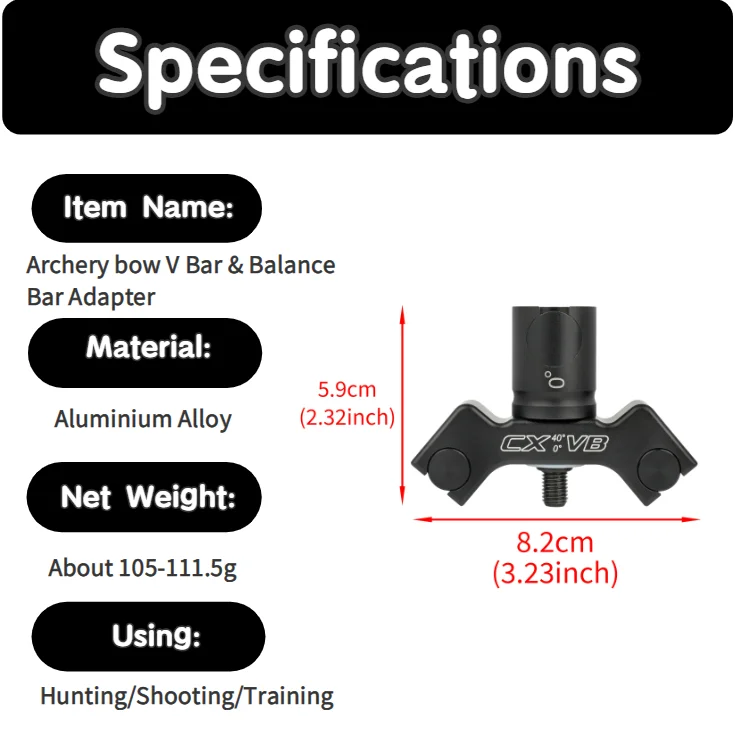 Tiro con arco 0 °   5 °   8 °   10 °   Soporte de barra de equilibrio de desconexión rápida 40 ° 45 °   Soporte adaptador de barra en V, estabilizador de arco, objetivo de caza para tiro - imagen 2