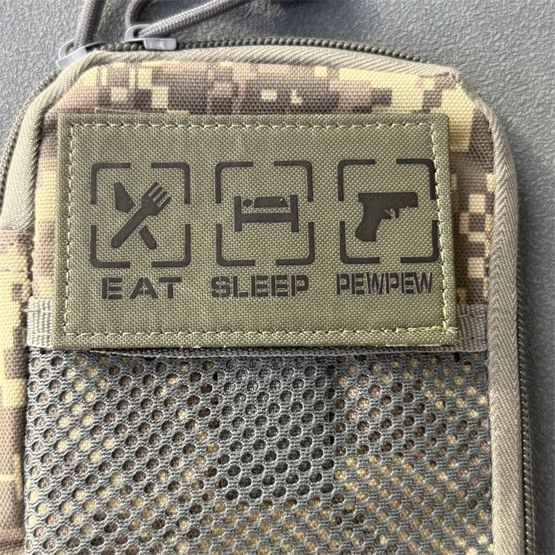 Parche táctico EAT SLEEP PEWPEW, insignia con estampado de moral militar, gancho y bucle, mochila, ropa, accesorios decorativos, pegatina, brazalete - imagen 4