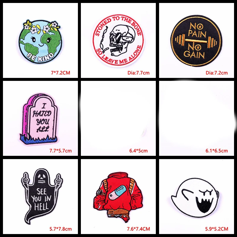 Prajna-parches bordados de fantasma para ropa, insignias, letras, para planchar, pegatinas, 10 piezas - imagen 4