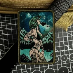 StarGAZING-Parche de insignia de moral para niña, parches de gancho y bucle estampados divertidos tácticos del ejército militar para ropa, pegatinas para mochila