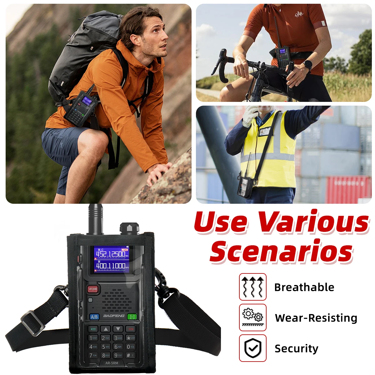 BaoFeng Walkie Talkie funda Molle Radio bolsa para Baofeng UV-5RH UV-5R UV-21R 17R Quansheng K5 PLUS Ham Radio Nylon Radio caso - imagen 5