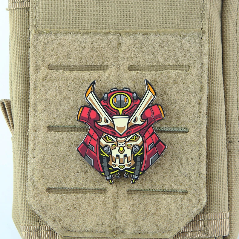 Insignia de parche de Metal de samurái de dibujos animados de estilo japonés, decoración artesanal, chaleco táctico, mochila, accesorio de ropa con gancho - imagen 3