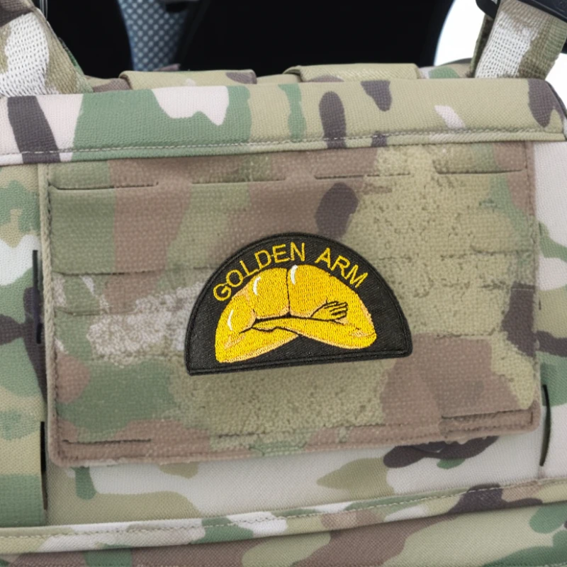 Insignia de moral bordada "Golden Arm", parche táctico con gancho y bucle, brazalete militar, ropa, pegatinas decorativas para mochila - imagen 4