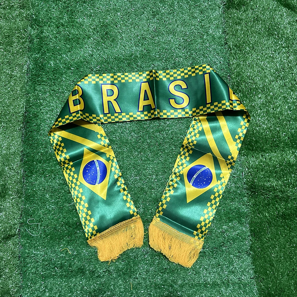 SKY FLAG Brasilien Schal 14*130 cm doppelt gedruckt Brasilien Flagge Benutzerdefinierte Schal Fußballmannschaft Schal Druck Satin Brasilien Banner