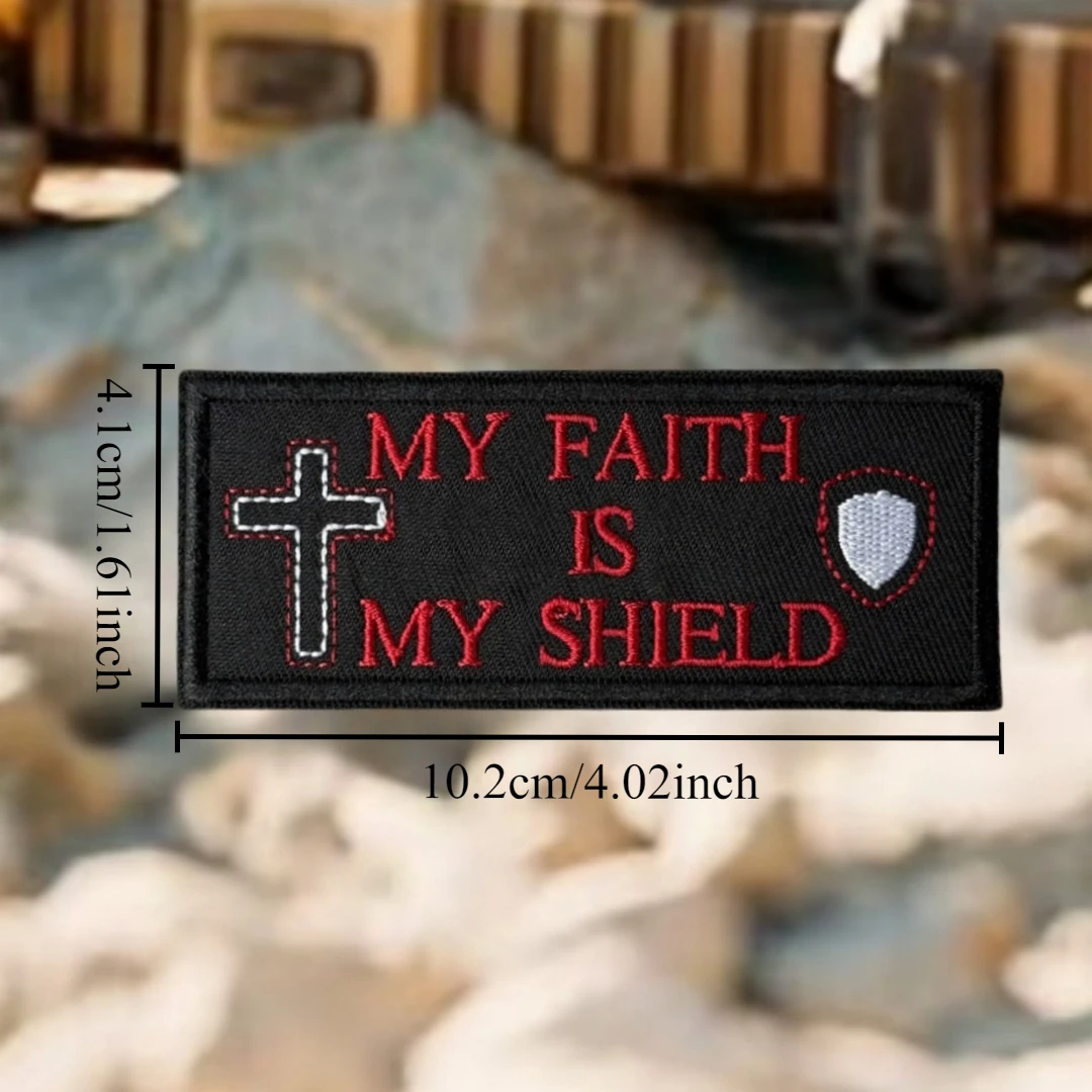 Parche táctico moral, brazalete militar "Mi fe es mi escudo", parches de gancho bordados de Jesús para ropa, pegatina para mochila - imagen 2