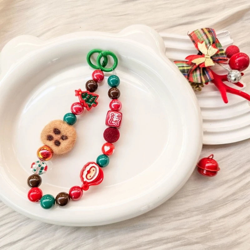 Colgante teléfono móvil para mujer y niña, cuerda colgante navideña para teléfono, cordón elegante hecho a mano con cuentas, - imagen 4