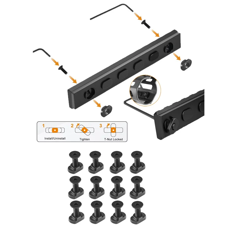 10 unids/set M-LOK tornillos y tuercas rieles de repuesto tornillos de tuerca en T para Secciones de riel de guardamanos MLOK caza, accesorios para pistola de juguete - imagen 4