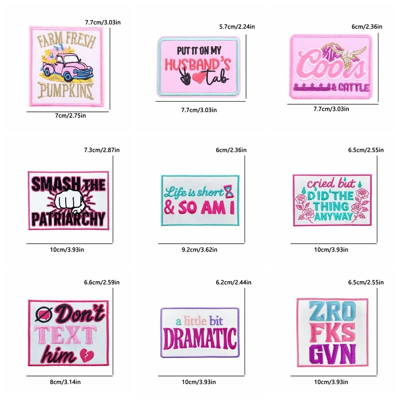 10 Uds. Venta al por mayor parche de dibujos animados parches bordados con letras rosas DIY parches para planchar para ropa chaquetas sombreros insignias bordadas - imagen 2