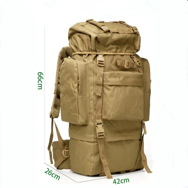 Mochila de alpinismo de gran capacidad, accesorio táctico del ejército, impermeable, camuflaje, versión mejorada, 70l - imagen 2