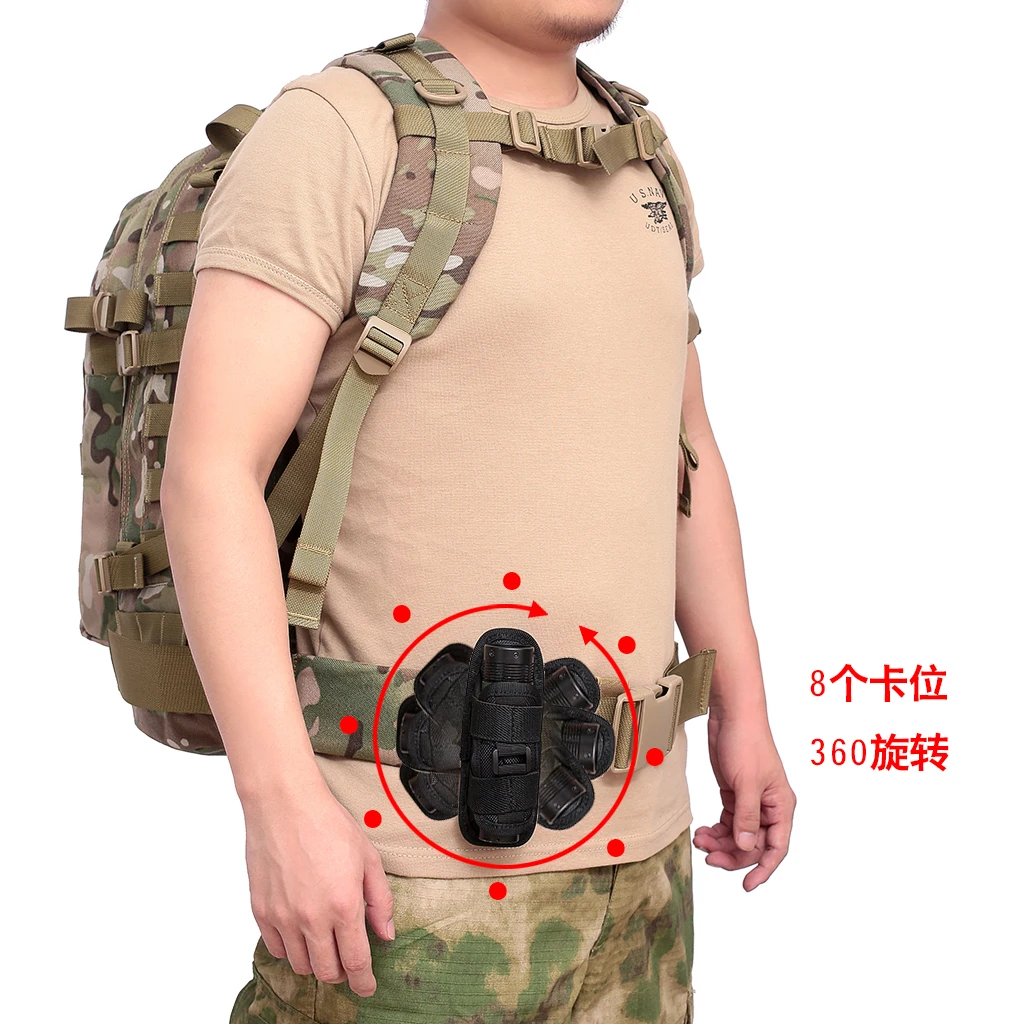 Funda para linterna táctica al aire libre, cinturón Molle, estuche para linterna giratorio de 360 grados, accesorios de luz de caza, riñonera - imagen 4