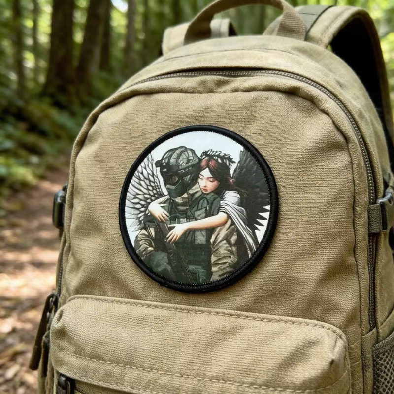 Parche táctico soldado angelical insignia moral ángel alas negras - imagen 3