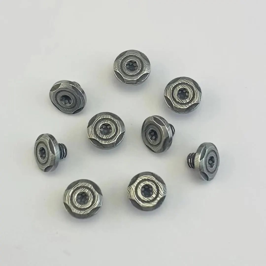CNC Damasco patrón Material de acero mango de cuchillo tornillo de rosca M4 T10 Torx cabeza de botón husillo remache perno DIY hacer parte - imagen 2