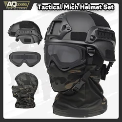 Casco táctico Airsoft, malla de máscara Airsoft, máscara de pasamontañas elástica, gafas antivaho Airsoft, protección facial completa táctica