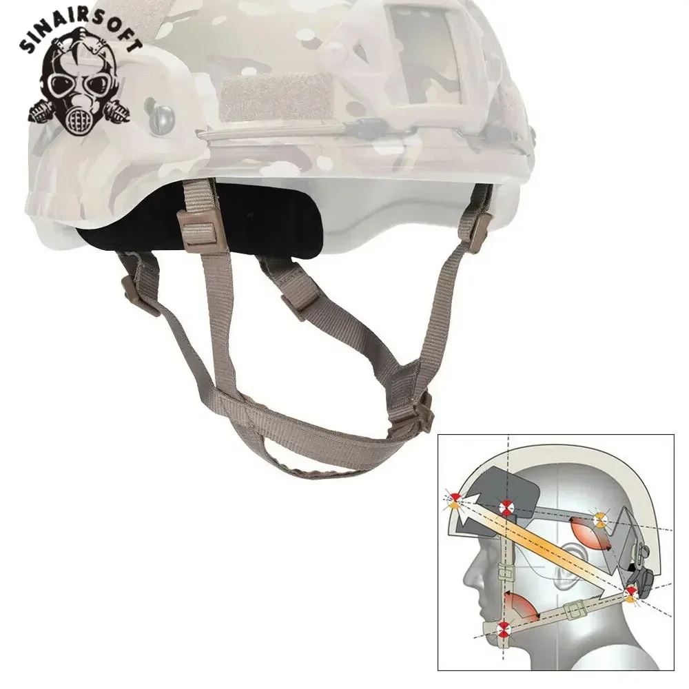 Sistema de retención de casco táctico, correa para la barbilla en forma de H para accesorios de casco MICH /ACH AF PASGT/M88 - imagen 5
