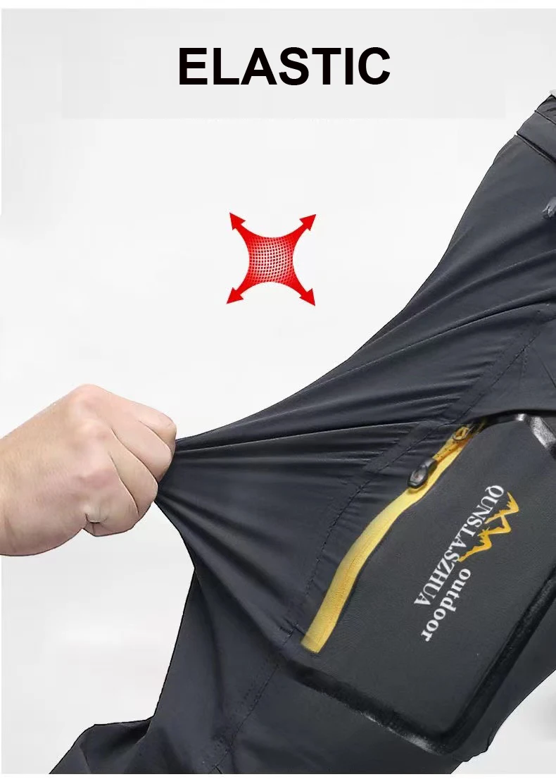 Pantalones finos elásticos de verano para hombre, SoftShell, impermeables para exteriores, Camping, senderismo, pesca, ciclismo, escalada, pantalones desmontables - imagen 4