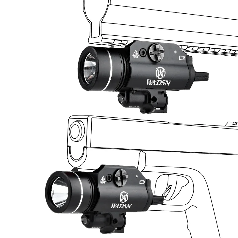 WADSN-linterna de Metal T-1HL con láser de punto rojo y verde, estroboscópica luz blanca, para caza, Airsoft, colgante para riel de 20MM - imagen 3
