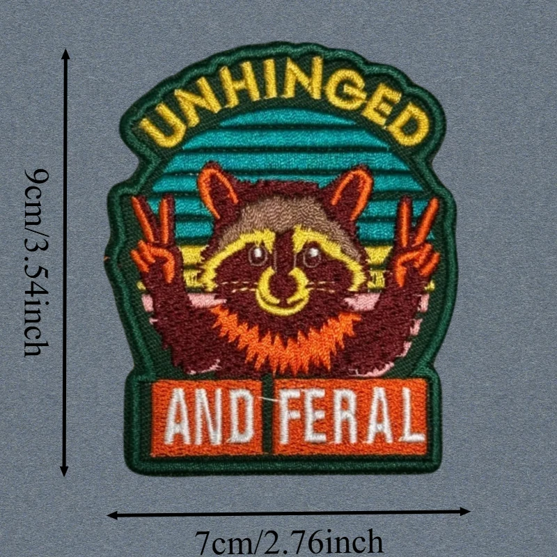 Parche bordado de mapache desengrasado y Feral, chaleco táctico, insignia de moral con gancho y bucle, pegatinas para mochila, parches para brazalete para ropa - imagen 3