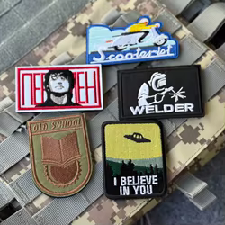 Parche Táctico Militar Personalizado con Diseño de OVNI y Chevron, Parche Bordado con Velcro para Ropa, I BELIEVE IN YOU
