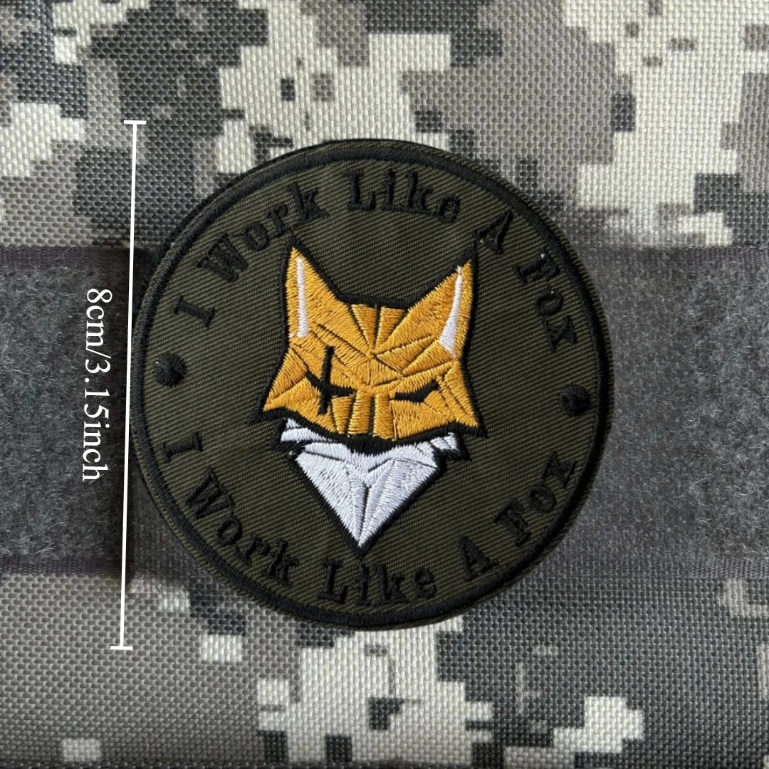 Trabajo como un zorro", divertidas parches tácticos de moral para ropa, parche bordado con gancho y bucle, pegatina para mochila militar - imagen 2