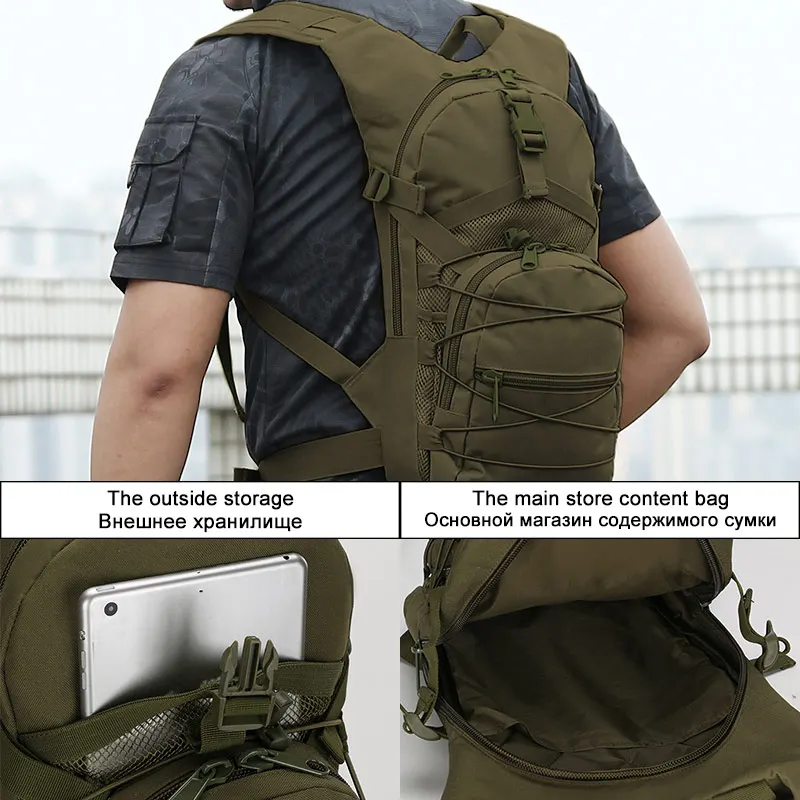 Bolsa táctica de ciclismo para hombre, morral Molle de 15L y 800D para acampar al aire libre, senderismo, viajes, hidratación y escalada - imagen 3