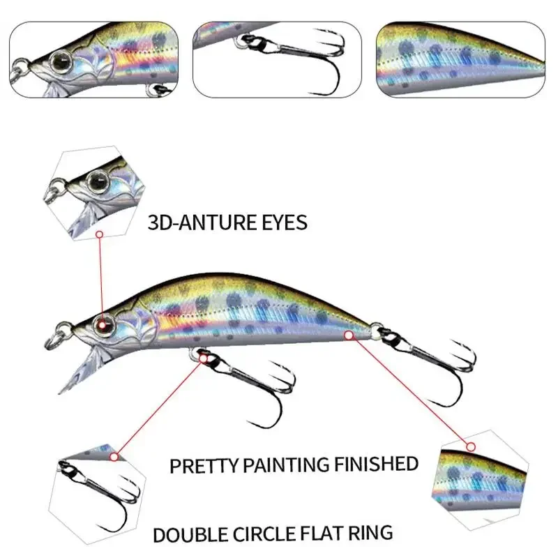 Señuelo de Pesca Minnow, 5cm, 4,5g, Wobblers de mezcla lenta, Crankbaits Isca, cebo duro Artificial, Mini Señuelos de Pesca de carpa, aparejos de Pesca - imagen 5