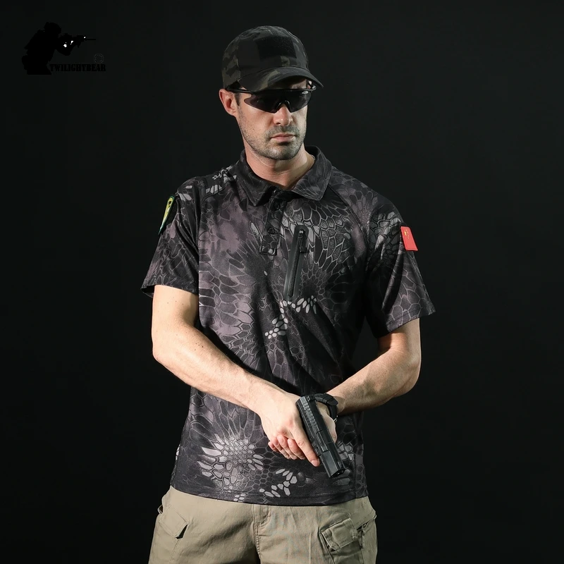 Polos de verano para hombre, camisas tácticas de camuflaje Airsoft de secado rápido de manga corta, ropa para hombre, camisetas para acampar y cazar al aire libre A2F25 - imagen 5