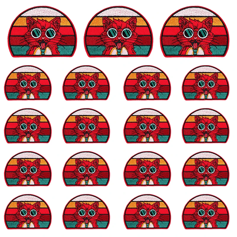 10 unids/lote parche de gato mariposa rana parche bordado de dibujos animados/animales parches para planchar para ropa parches de setas en ropa DIY - imagen 5