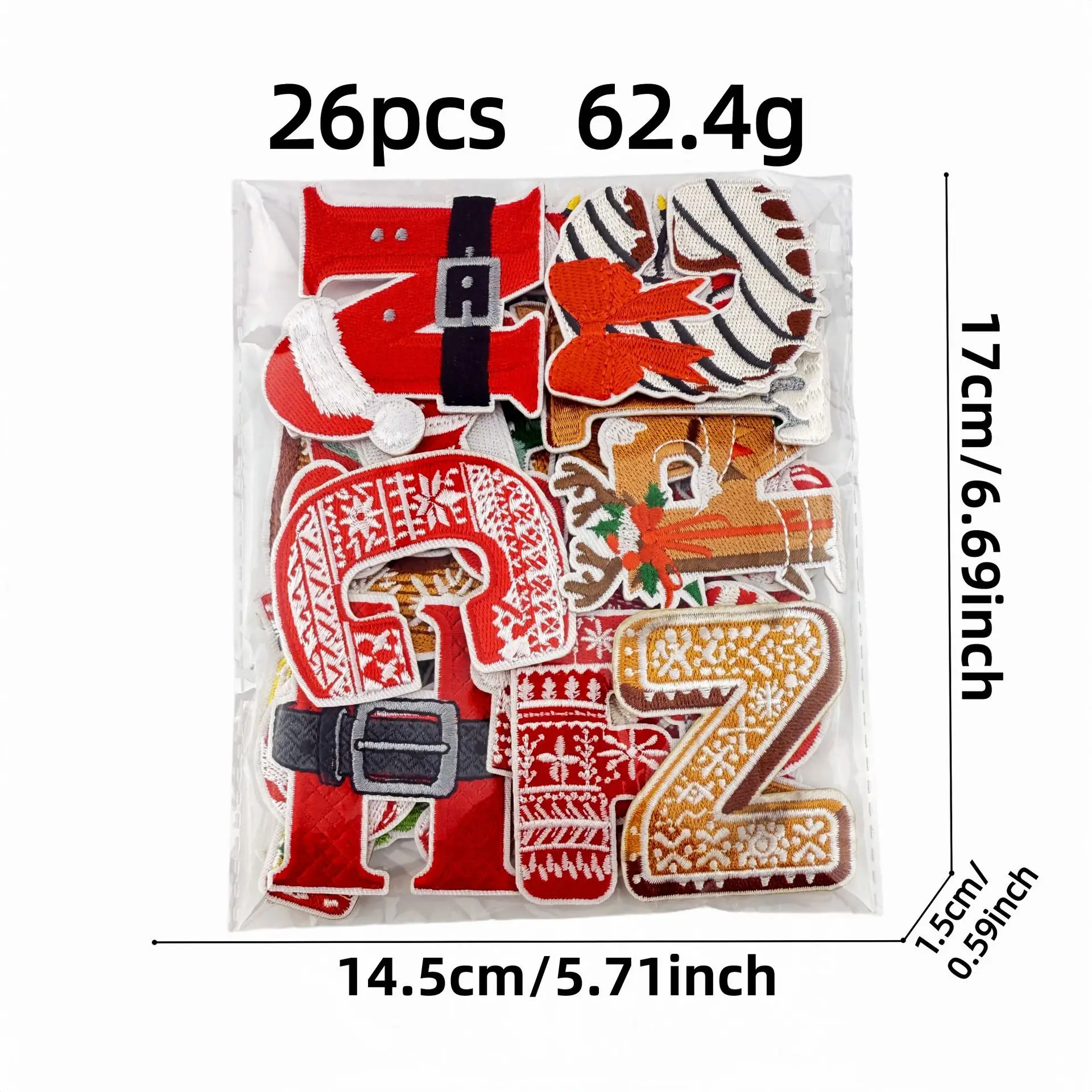 10-26 Uds Navidad nuevo Color 26 letras en inglés parches bordados planchar en parches para ropa chaquetas sombreros uniforme insignias para coser - imagen 4