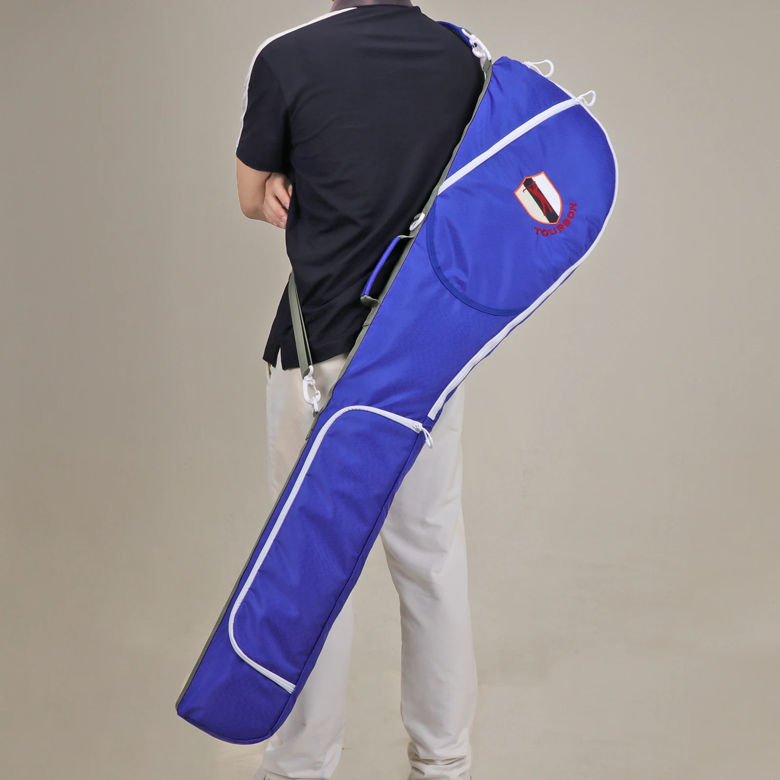 Tourbon Nylon Palos de golf Bolsa de transporte cómoda Bolsa de almacenamiento portátil impermeable para domingo Bolsa de viaje pequeña Azul ligero - imagen 2
