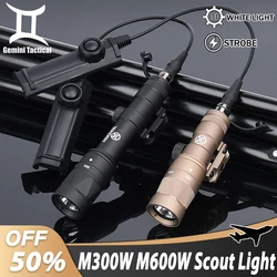 Luz táctica de Metal M600W M300W, Arma de luz estroboscópica, linterna LED, luz blanca, Rifle de caza, linterna de 20mm, riel Picatinny