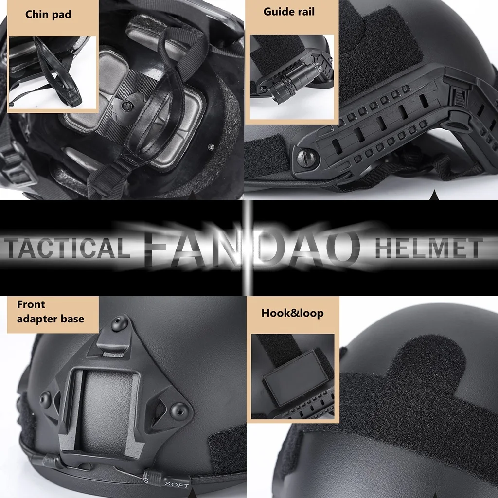 Conjunto de casco táctico Airsoft con funda para casco de camuflaje Multicam y auriculares de comunicación, gafas protectoras, paquete múltiple, máscara de pasamontañas - imagen 2