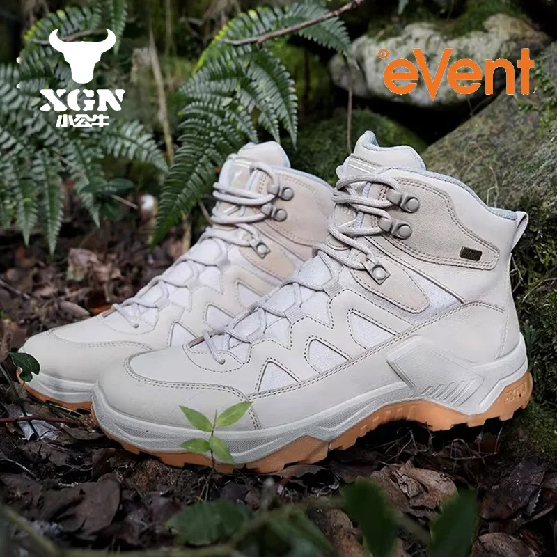 XGN EVENT-zapatos de senderismo impermeables para hombre, zapatillas de deporte de piel de vaca de montaña, botas de caza, botines tácticos de combate en el desierto, botas de trekking para mujer