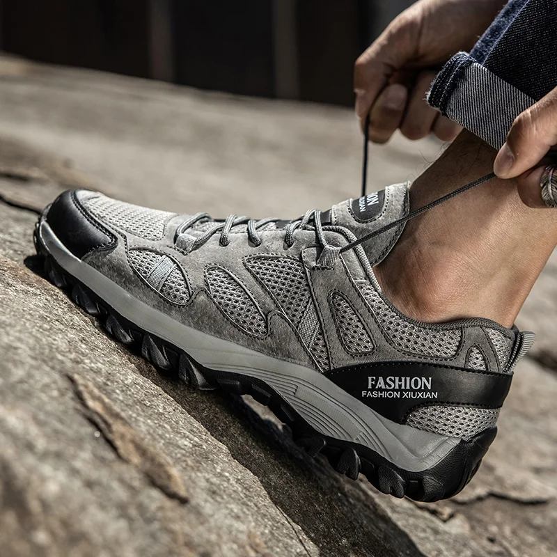 MERRTO-zapatos de senderismo para deportes al aire libre para hombre, zapatillas de entrenamiento transpirables, antideslizantes, informales, todoterreno, ligeras - imagen 4