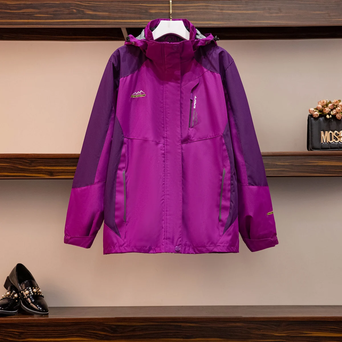 XL-6XL-Chaqueta holgada de longitud media para mujer, ropa deportiva, impermeable, transpirable, para exteriores, talla grande, primavera y otoño - imagen 2