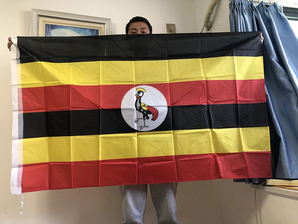 Bandera de SKY, bandera de Uganda, 90x150cm, telas de poliéster de alta calidad, banderas de Uganda colgantes, pancarta de decoración del hogar para interiores y exteriores