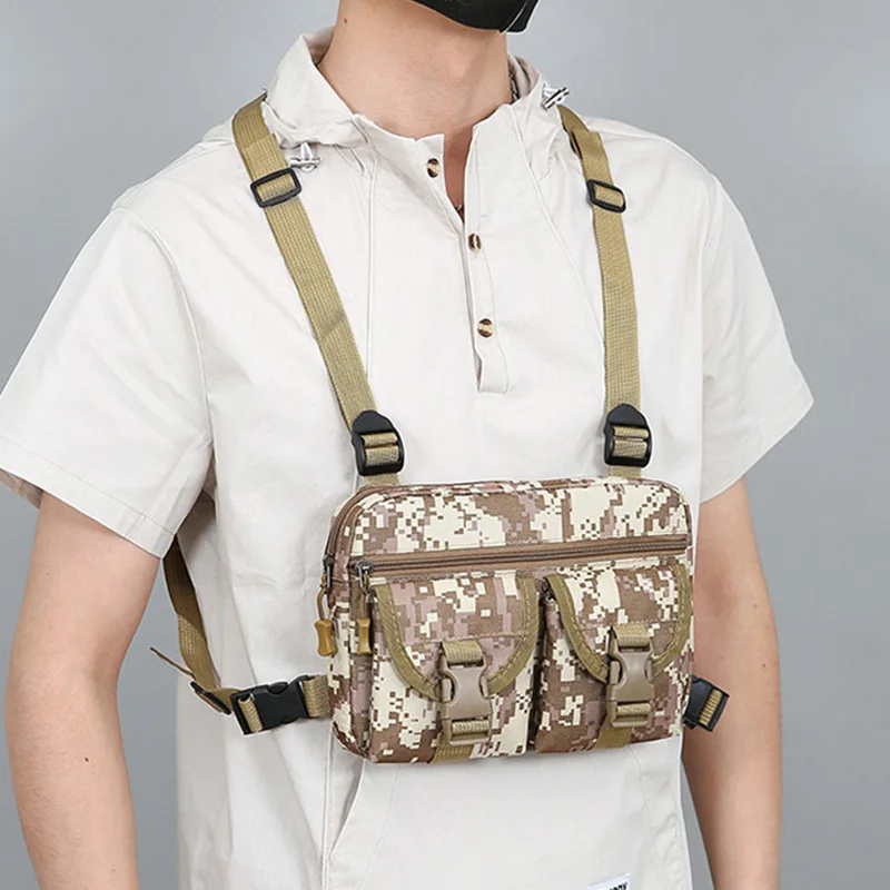 Bolsa táctica para el pecho, mochila, chaleco táctico para exteriores, bolsa para acampar, ciclismo, senderismo, Molle, hombro, señuelo de pesca, riñonera de almacenamiento - imagen 4