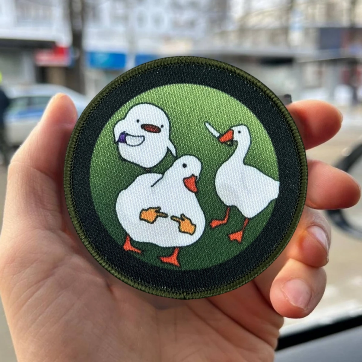 Parche de insignia de moral táctica de gansos felices, brazalete militar, la paz nunca fue una opción, parches impresos de pato para pegatina de mochila - imagen 3