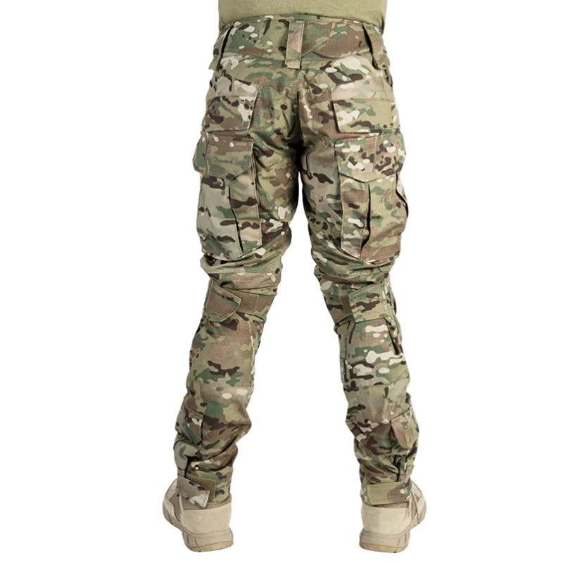 Pantalones Multicam + almohadillas para hombre, pantalones Cargo de combate táctico, pantalones de camuflaje, ropa de entrenamiento de caza, pantalones deportivos resistentes al desgaste - imagen 3